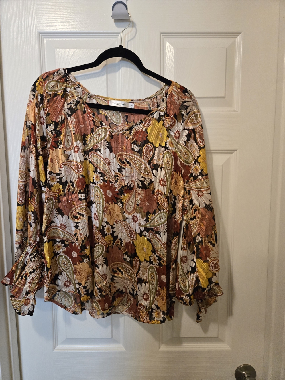 Thread & Supply Paisley Floral Blouse in Brown & Yellow